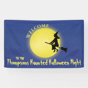 Halloween Whimsical Flying Witch Spooky Fun Banner