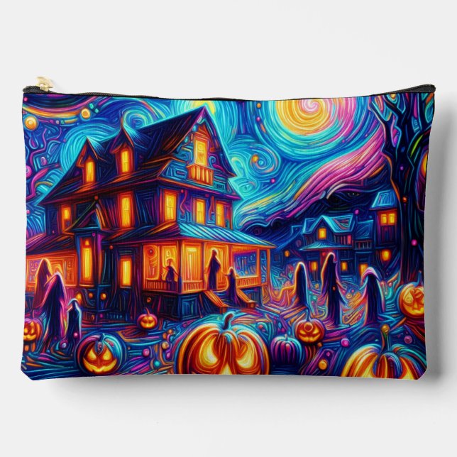 Halloween Whimsy: A Starry Night Tribute Accessory Pouch (Front)