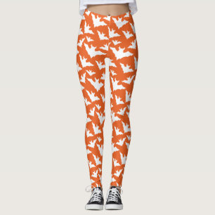 Halloween white bats orange cool spooky pattern leggings