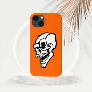 Halloween White Evil Skull with Blue Eyes iPhone 13 Case