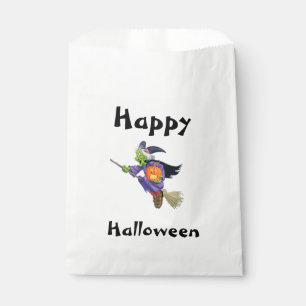 Halloween White Favour Bags/Flying Witch Bags