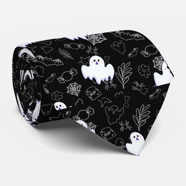 Halloween white ghost wrap bat witch spider tie (Rolled)