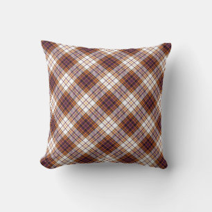 Halloween White, Orange & Purple Plaid Pattern Cushion