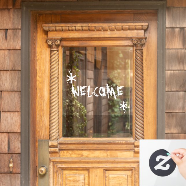 Halloween white welcome custom text scary   (Home Door)