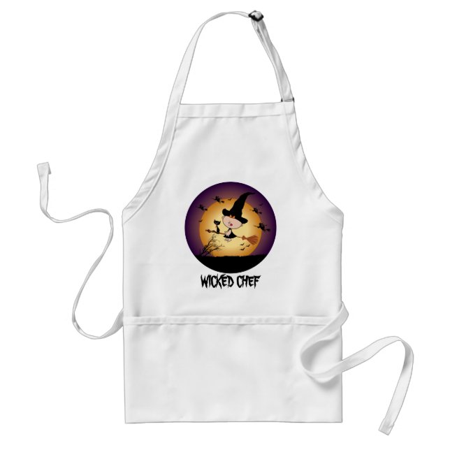 Halloween Wicked Witch on Broomstick Apron (Front)