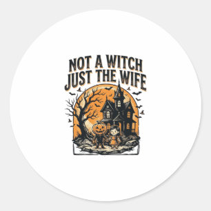 Halloween Wife Shirt Vintage Haunted House Design Classic Round Sticker