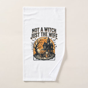Halloween Wife Shirt Vintage Haunted House Design Hand Towel