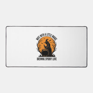 Halloween Wife Shirt Vintage Witch Cauldron Humour Desk Mat