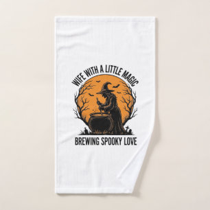 Halloween Wife Shirt Vintage Witch Cauldron Humour Hand Towel
