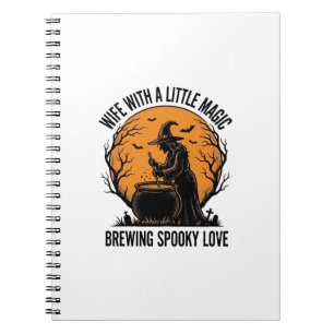 Halloween Wife Shirt Vintage Witch Cauldron Humour Notebook