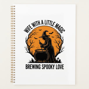 Halloween Wife Shirt Vintage Witch Cauldron Humour Planner