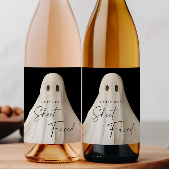 Halloween Wine Bottle Label Let's Get Sheet Faced (Creator Uploaded)