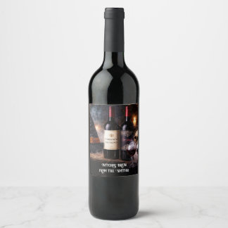Halloween Wine Label Witches Brew