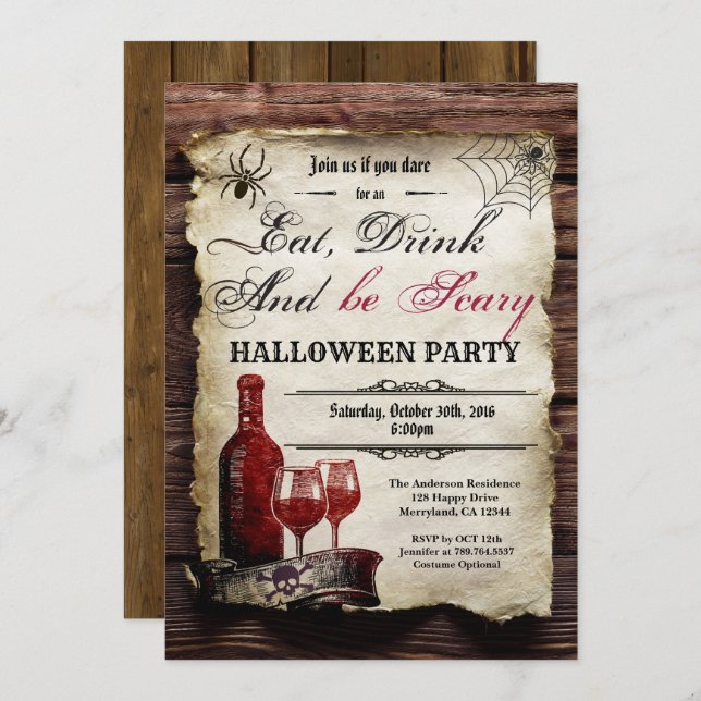 Halloween wine party invitation (Front/Back)