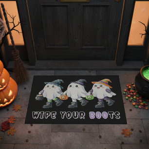 Halloween Wipe Your Boots Ghost Trick or Treating Doormat