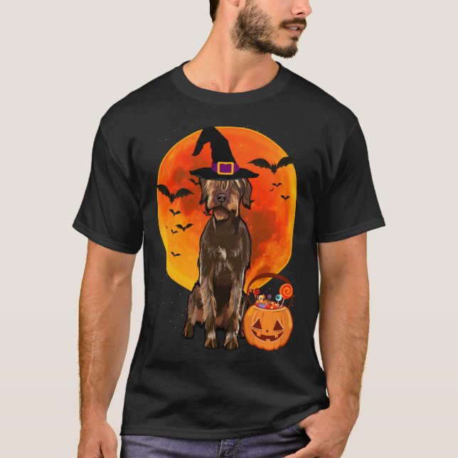 Halloween Wirehaired Pointing Griffon Jack O Lante T-Shirt (Front)