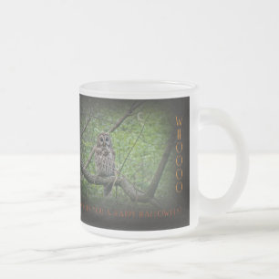 Halloween Wishes -  Barred Owl Frosted Glass Coffee Mug