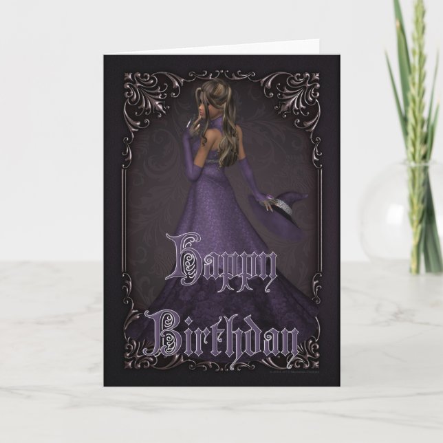Halloween Witch 3 October Happy Birthday Card (Front)