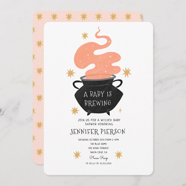 Halloween Witch A Baby Is Brewing Baby Shower  Invitation (Creator Uploaded)