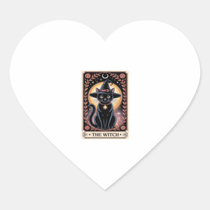 Halloween Witch Aesthetic Cat Lovers Gothic Tarot  Heart Sticker