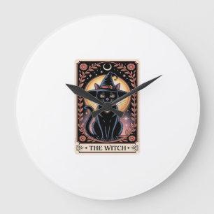 Halloween Witch Aesthetic Cat Lovers Gothic Tarot Large Clock