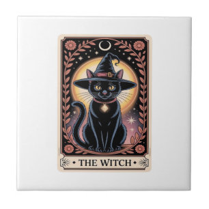 Halloween Witch Aesthetic Cat Lovers Gothic Tarot  Tile