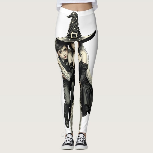 Halloween Witch and Boy: Dark Magic Duo Leggings (Front)