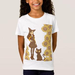 “Halloween Witch and Cat Fine Jersey T-Shirt” T-Shirt