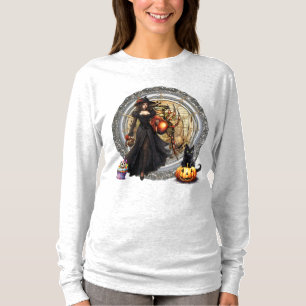 Halloween Witch And Cat T-Shirt
