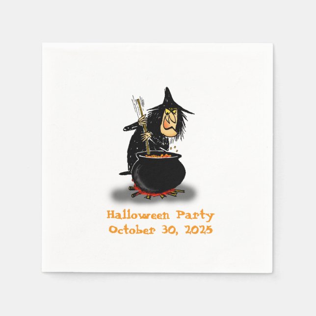 Halloween Witch and Cauldron Napkin (Front)