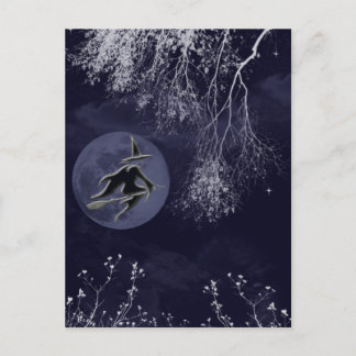 Halloween Witch and Moon Postcard