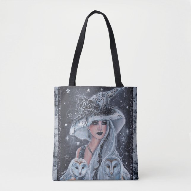 Halloween witch and owl tote bag (Front)