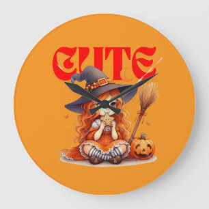 Halloween Witch and Pumpkin Wall Clock
