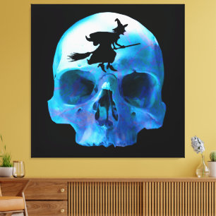 Halloween Witch and Skull Canvas Print