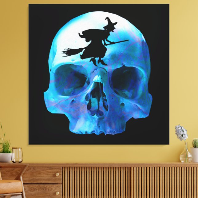 Halloween Witch and Skull Canvas Print (Insitu(LivingRoom))