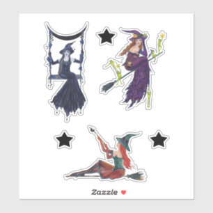 Halloween witch art with stars by Renee Lavoie Tem