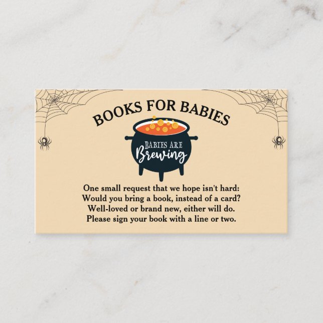 Halloween Witch Babies Shower Books for Baby Enclosure Card (Front)