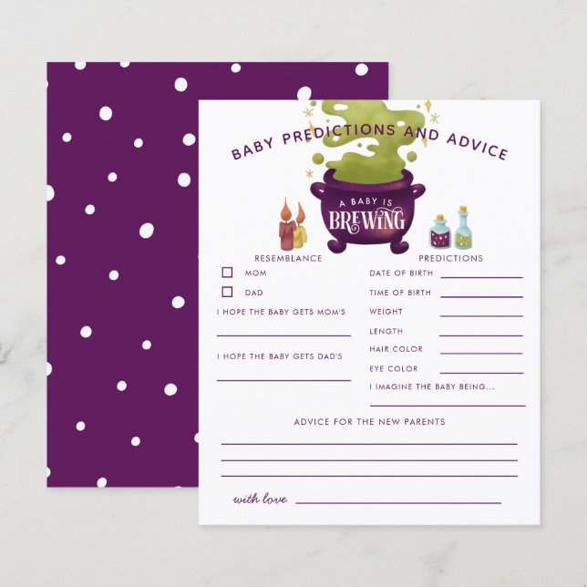 Halloween Witch Baby Predictions & Advice Card (Front/Back)