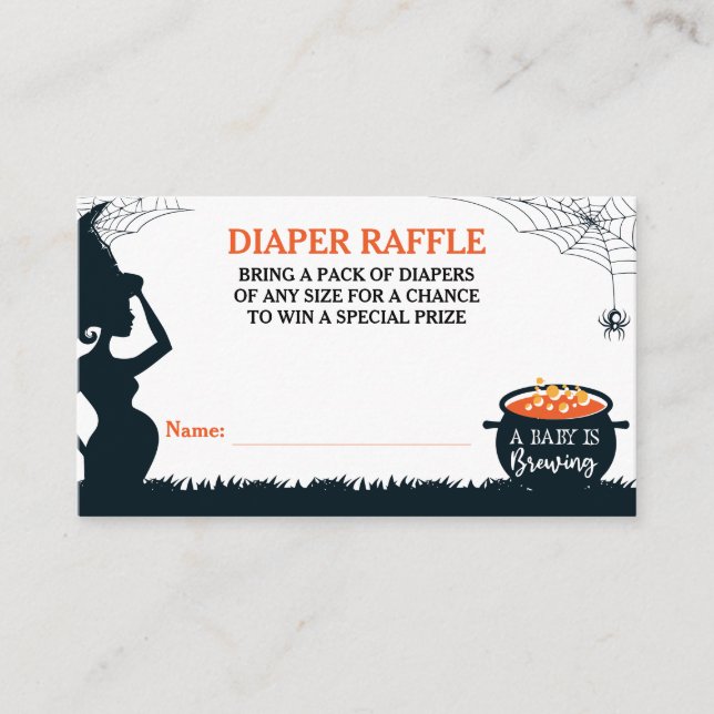 Halloween Witch Baby Shower Diaper Raffle Enclosure Card (Front)