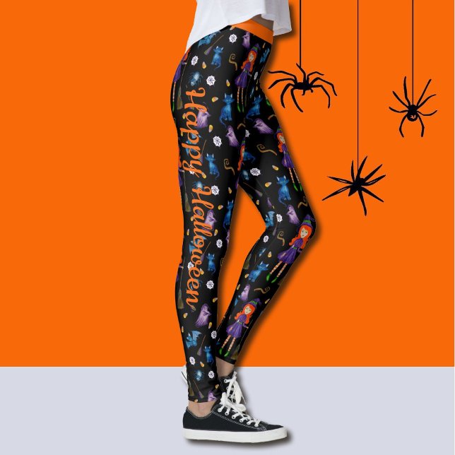 Halloween Witch Bat Cat Ghost Excellent Quality Leggings (Creator Uploaded)