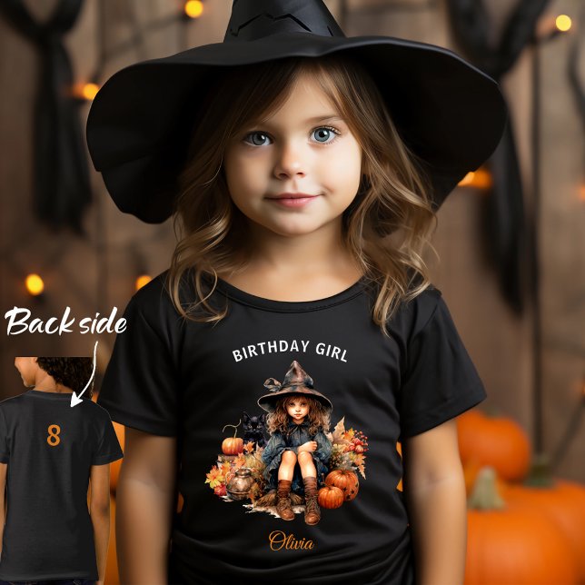 Halloween Witch Birthday Girl Name Black T-Shirt (Halloween Witch Birthday Girl Name Black T-Shirt)