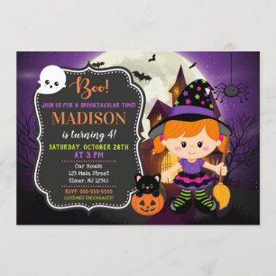 Halloween Witch Birthday Invitation