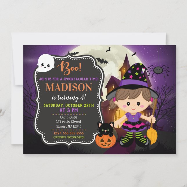 Halloween Witch Birthday Invitation (Front)