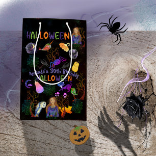 Halloween Witch Birthday Party Black Medium Gift Bag