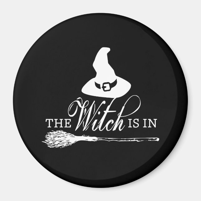 Halloween Witch Black and White Magnet (Front)