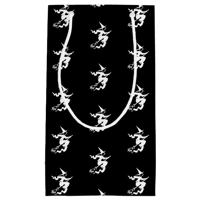 Halloween witch black and white pattern small gift bag (Front)