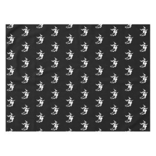 Halloween witch black and white pattern tablecloth