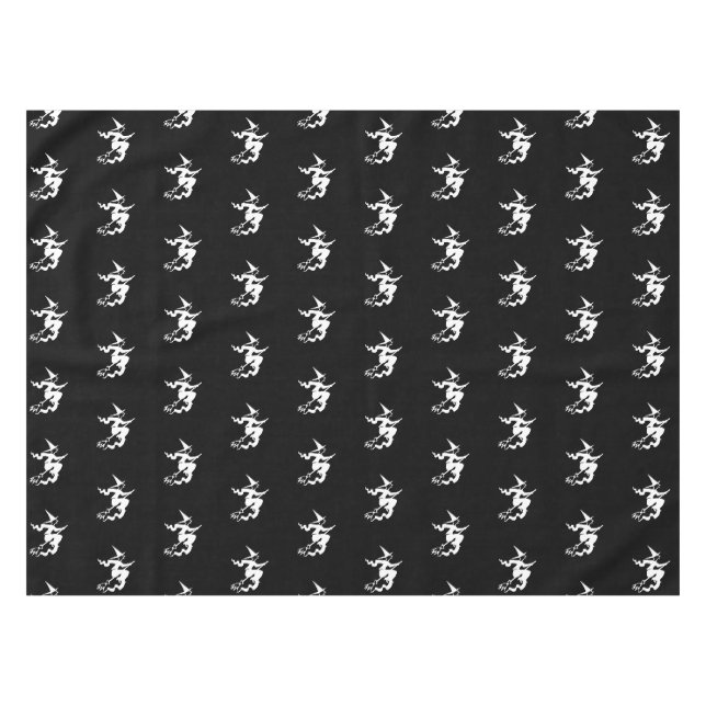 Halloween witch black and white pattern tablecloth (Front (Horizontal))