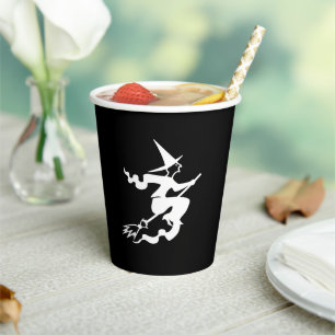 Halloween witch black and white spooky paper cups