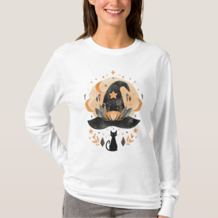 Halloween Witch Black Cat Tee Shirt 